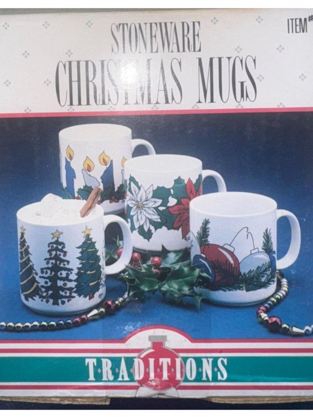 Stoneware Christmas Mugs Set Of Four Festive Holiday Ceramic Drinkware